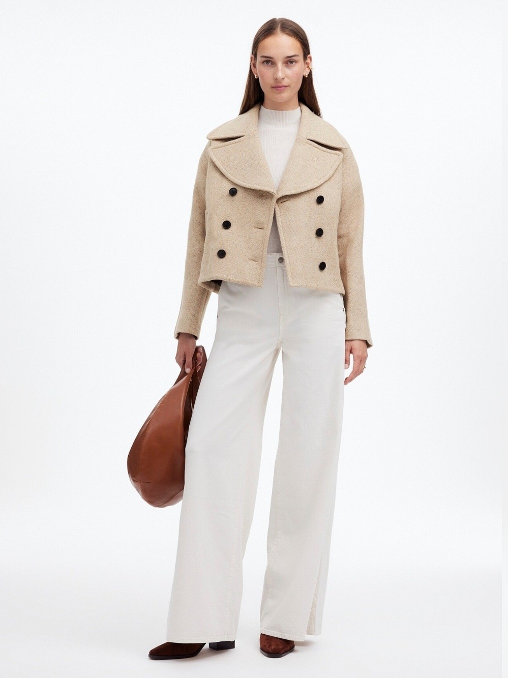 MADEWELL Oversized-Collar Short Peacoat Wool Blend size XL